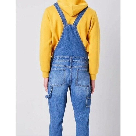 Forever 21 ~Woman Size 27 (4)~ Blue Denim Jeans Bib Overalls Cotton, Distressed. - Picture 3 of 11